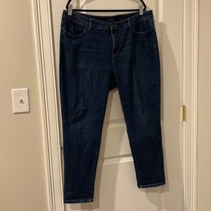 Dark wash denim with bronze studs, Talbots. Size 16